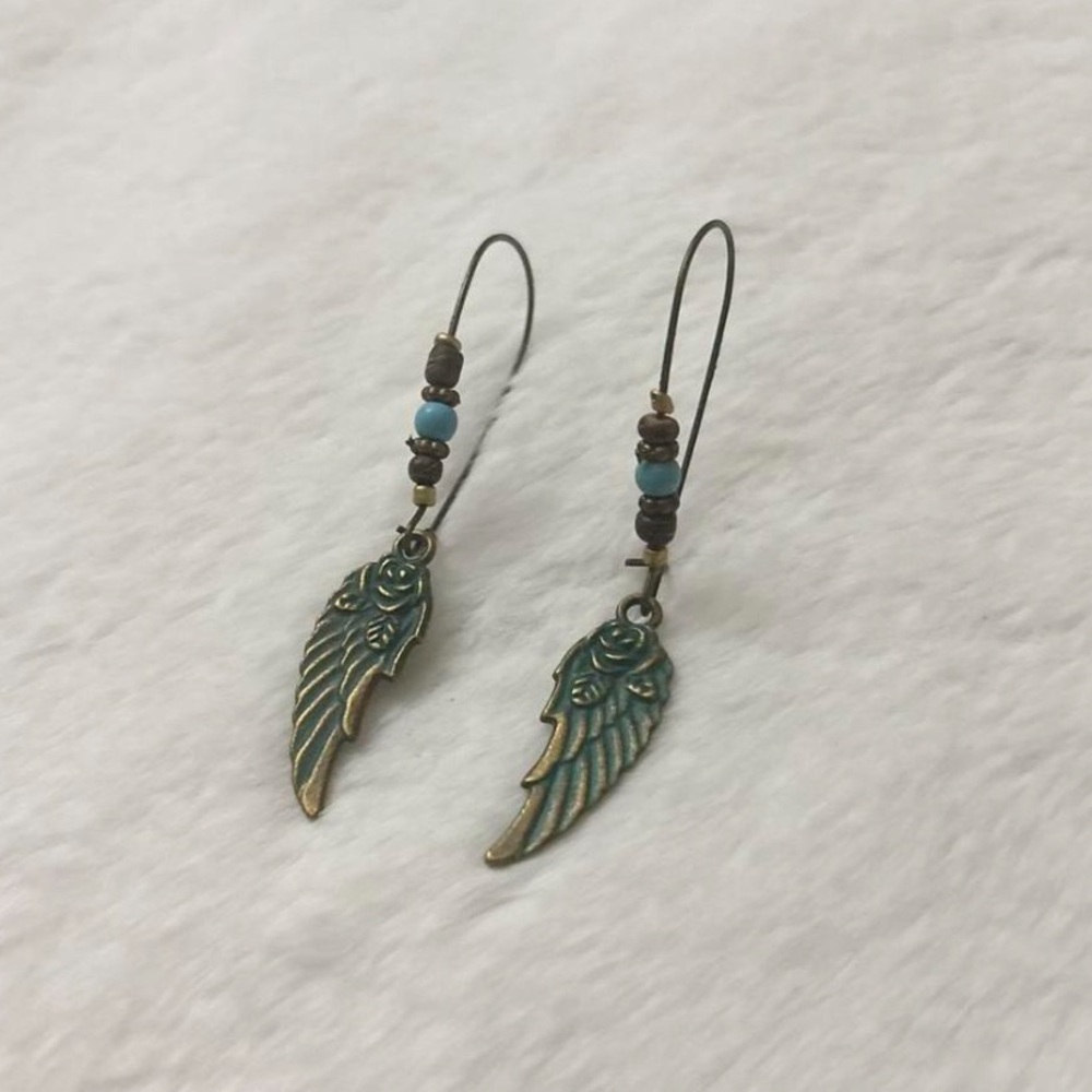 5/$15 🩷 MUST BUNDLE Bohemian Teal Wing & Rose Drop Earrings - Women Jewelry - Picture 6 of 6